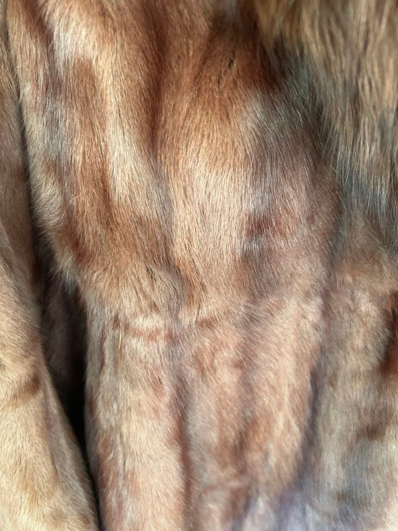 ブラウン ミンク　毛皮 ロングコート ファー襟付き