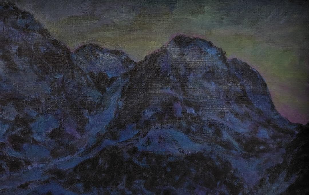 「山小屋の灯」1991 F15 油絵 油彩画 絵画 アート 燧ヶ岳 尾瀬ヶ原