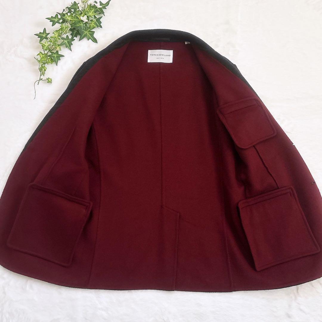 TOMORROWLAND ウール テーラードジャケット グレー ボルドー L