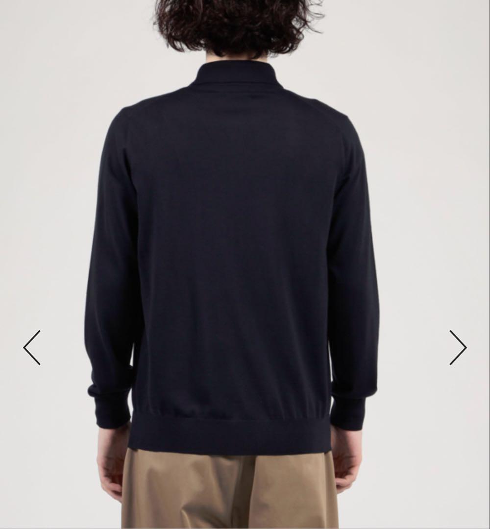 スーパーファインメリノウール ニットポロシャツ ネイビー 長袖S