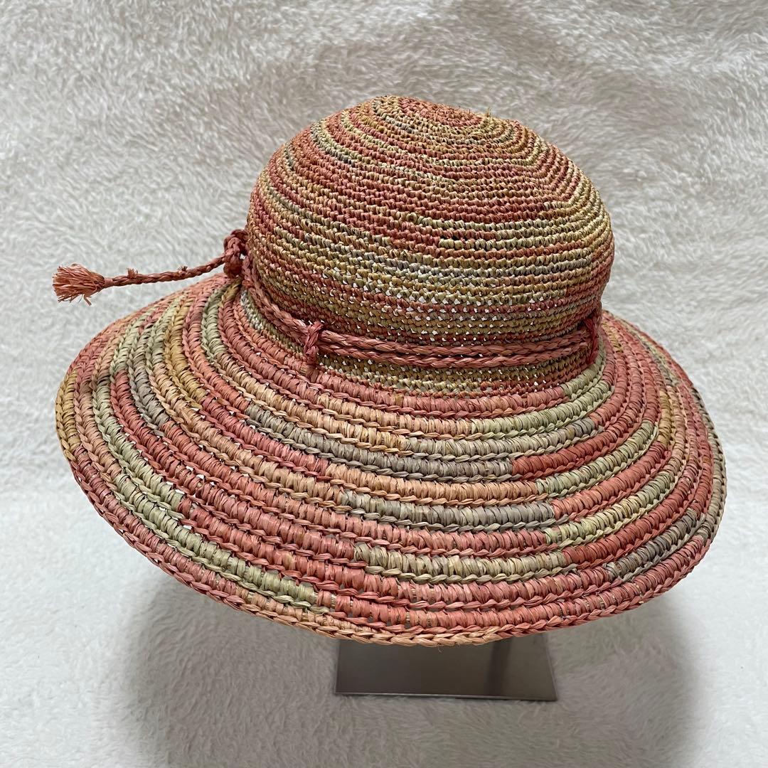 【極美品】ヘレンカミンスキー 麦わら帽子 ラフィア マルチカラー プロバンス