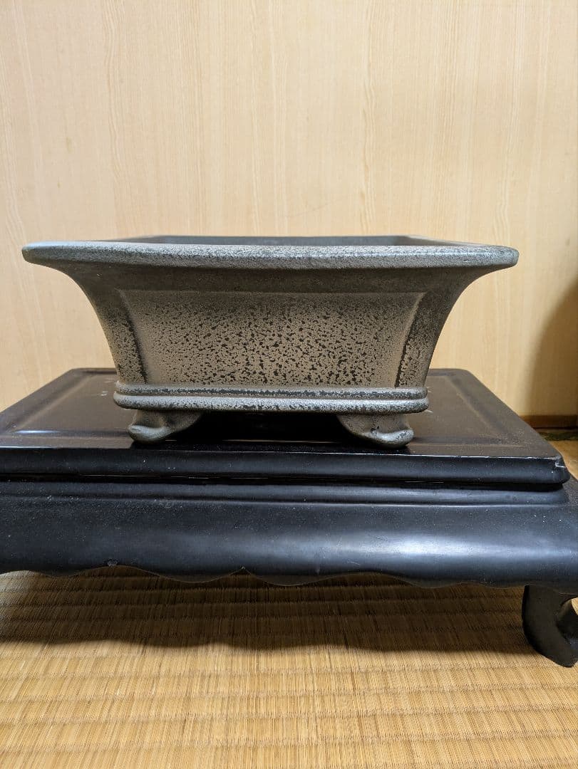 盆栽鉢　正方鉢　グレー 陶器 四角形