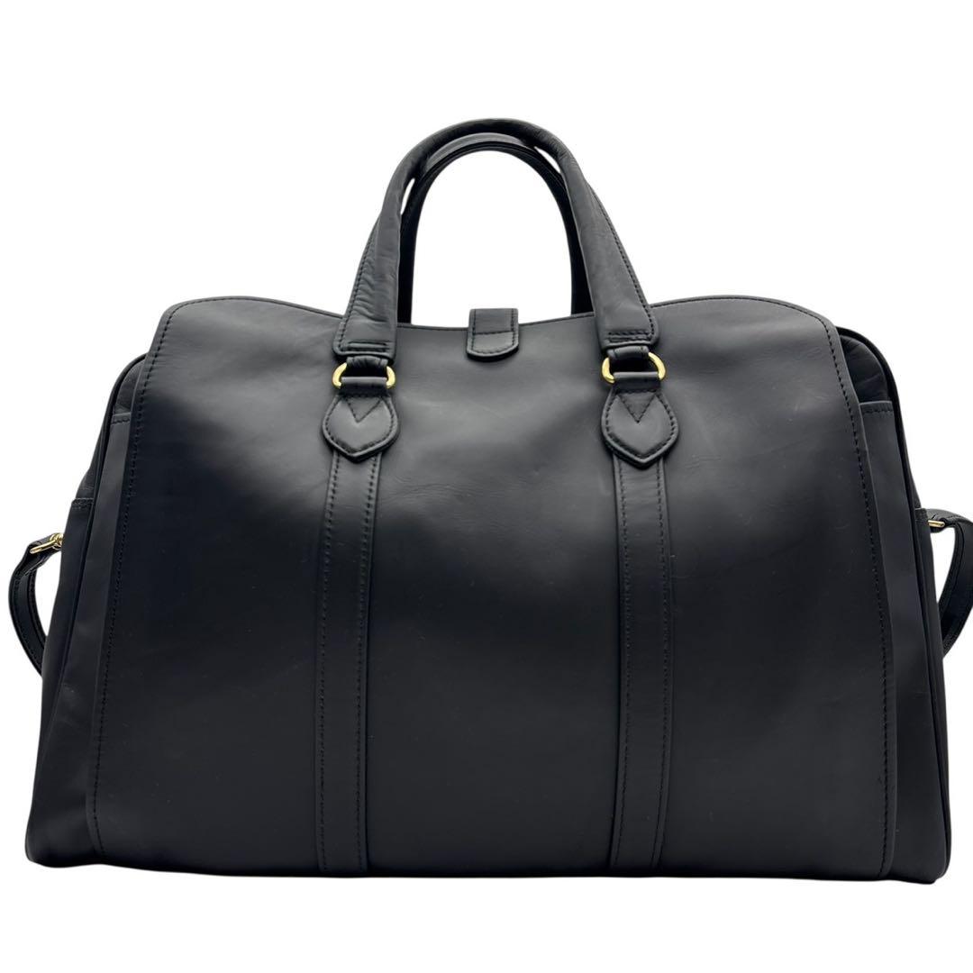 森田鞄 2way 斜めがけ可 ボストンバッグ ショルダー付き 黒 レザー