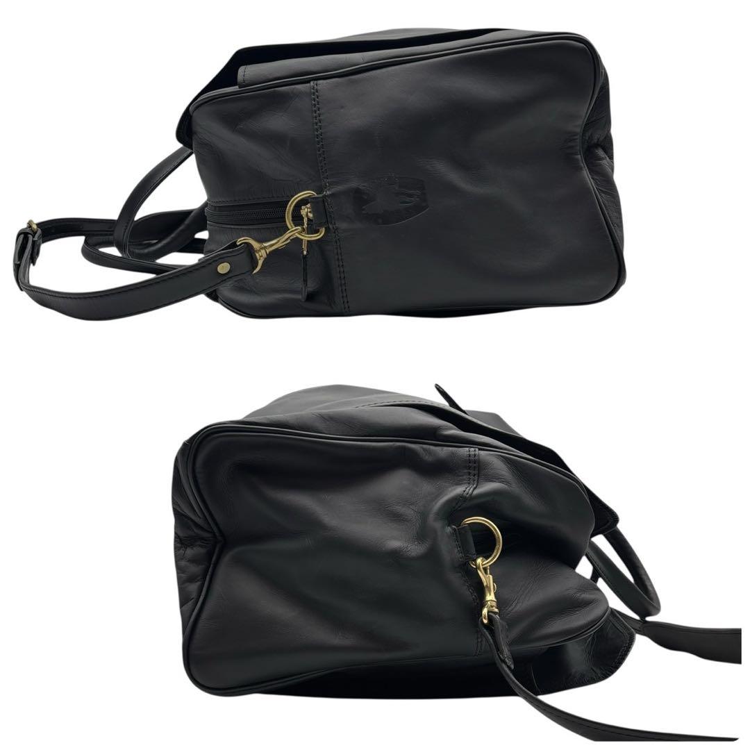 森田鞄 2way 斜めがけ可 ボストンバッグ ショルダー付き 黒 レザー