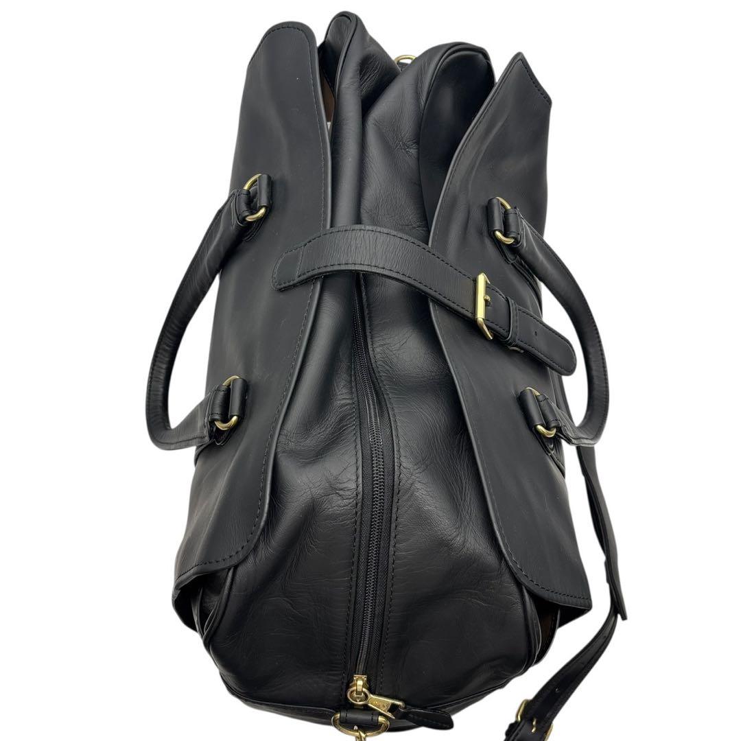 森田鞄 2way 斜めがけ可 ボストンバッグ ショルダー付き 黒 レザー