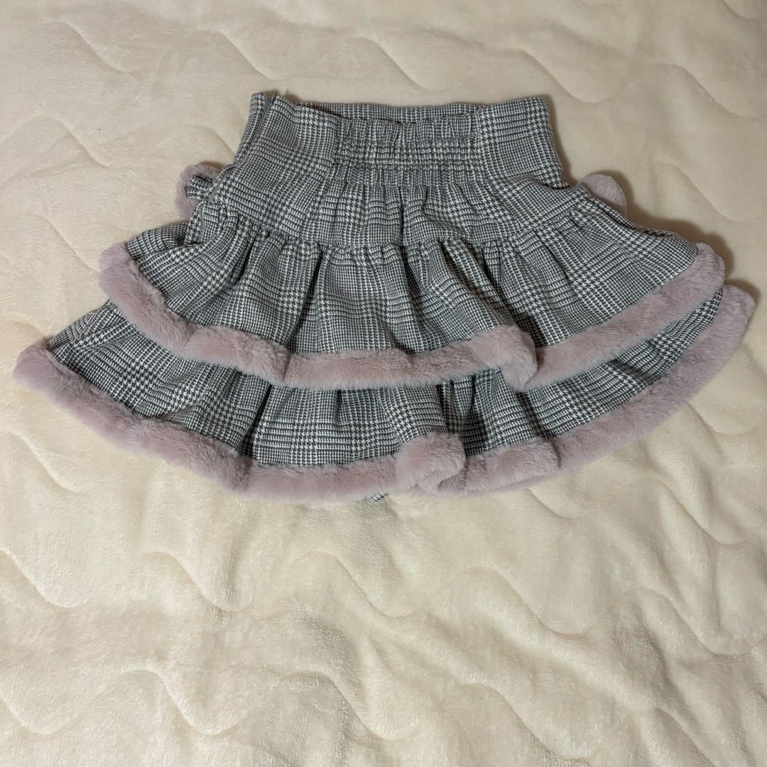 pium ピウム ファー付きティアードミニスカート 最安値