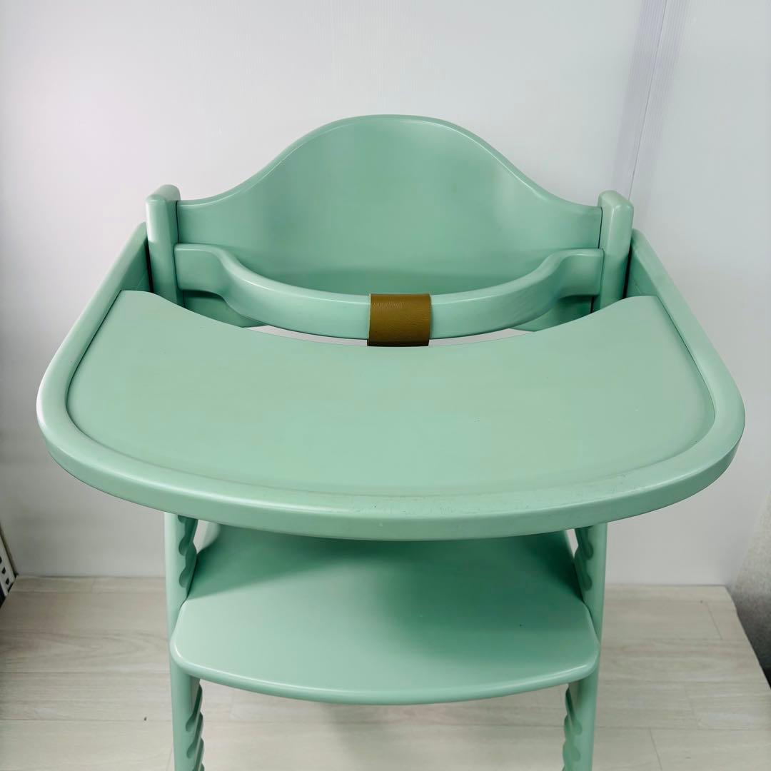 【良品】大和屋 アップルチェア ベビーチェア テーブル　ガード付 ハーブグリーン