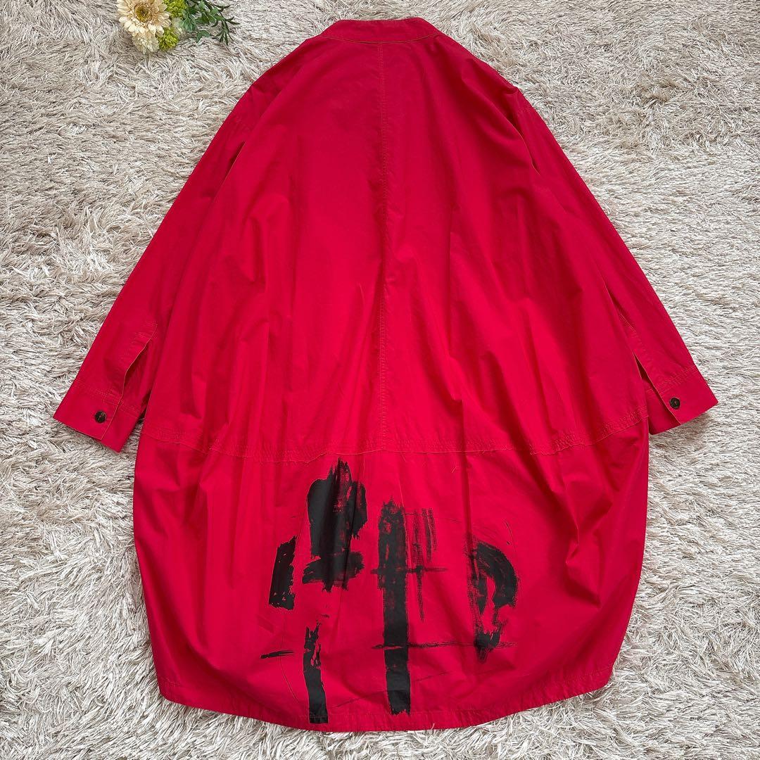 萌 モユル シャツワンピース コクーン アートデザイン バンドカラー 変形