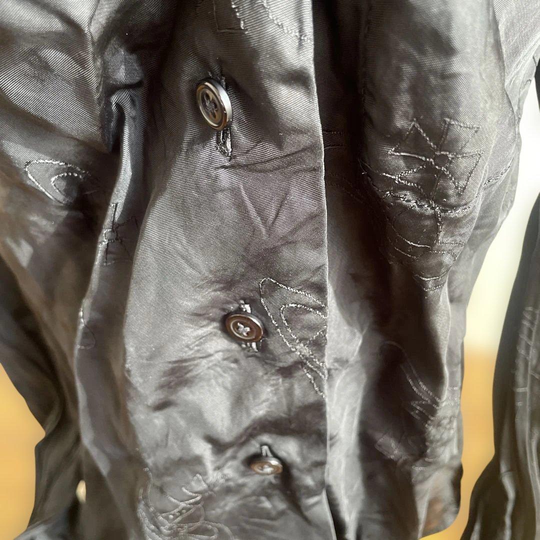 Vivienne Westwood 黒シャツ総オーブ柄アシンメトリーリボンタイ