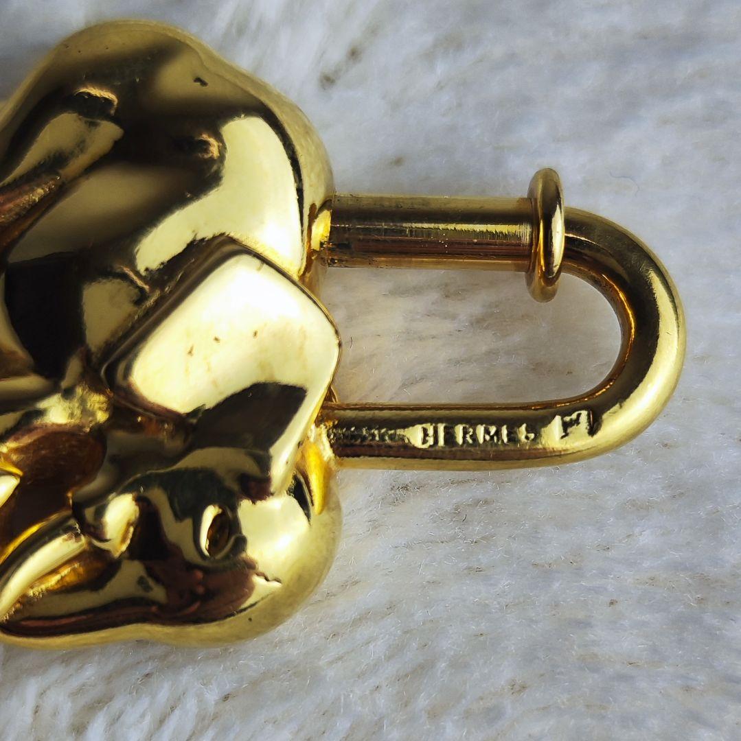 美品 エルメス カデナ エレファント 像 ゴールド チャーム 南京錠