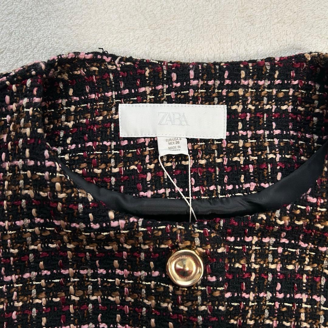 新品未使用　タグ付き　ZARA ベルト付きテクスチャーベスト ツイードベスト