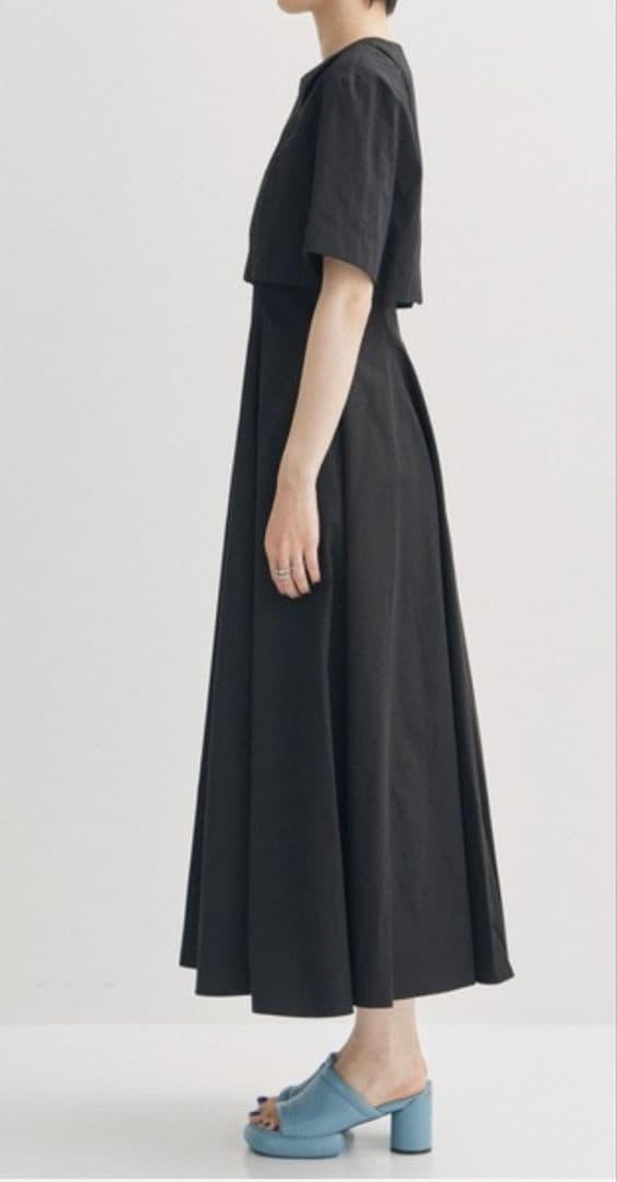 clane ブラック 半袖 ロングワンピース