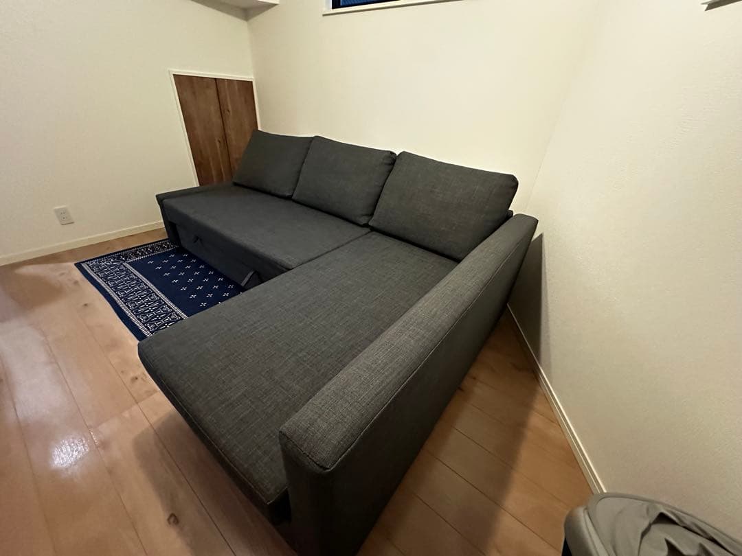 【直接引取限定】フリーヘーテン グレー IKEA ソファベッド ダブルベッド