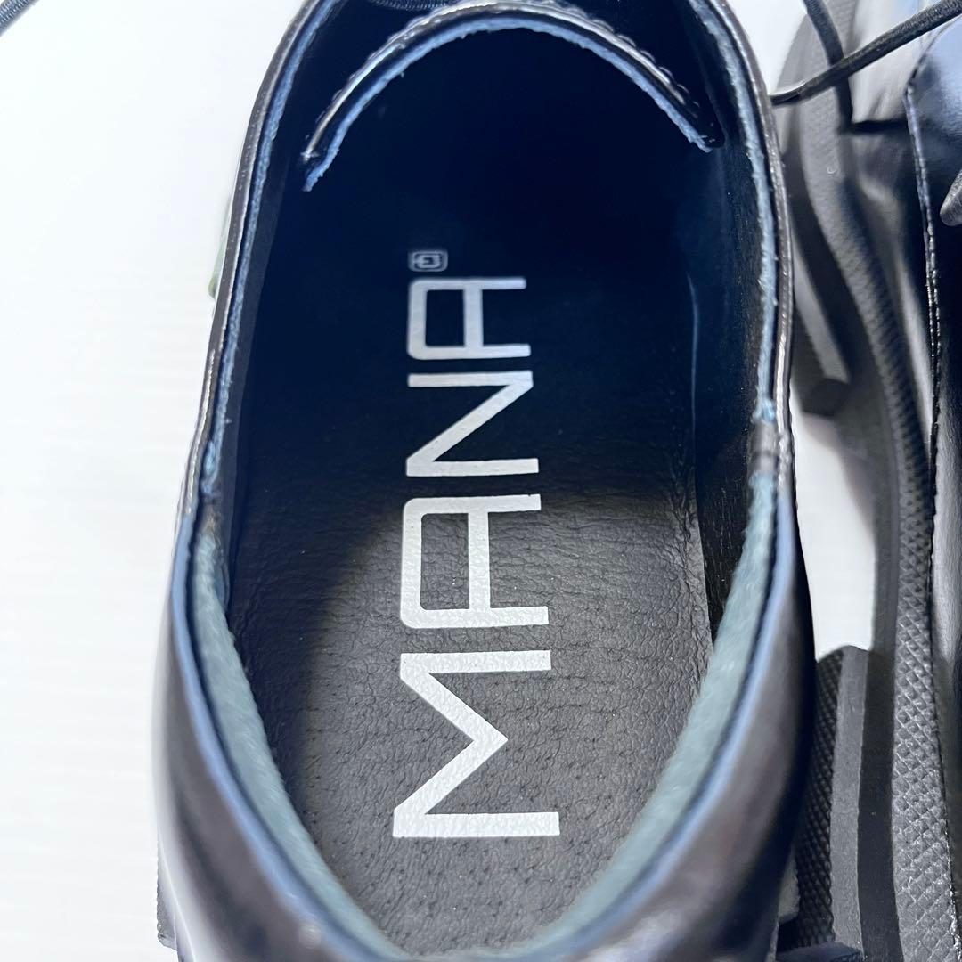 未使用級✨ マナ MANA 厚底レースアップシューズ　黒 25cm