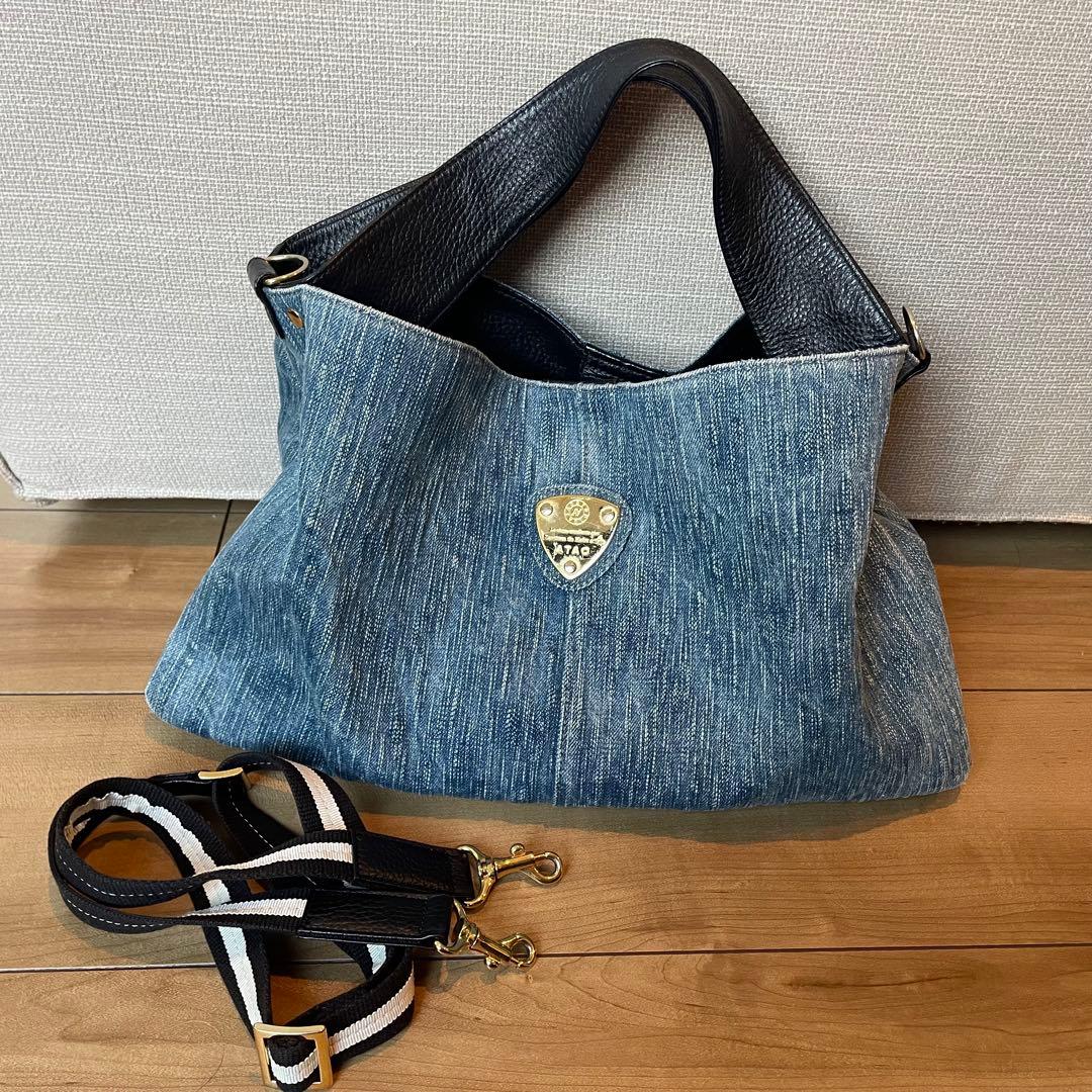 極美品　アタオ　エルヴィ　ハンドバッグ　ショルダーバッグ　デニム
