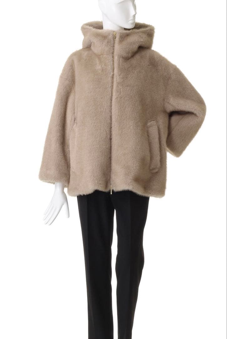 エリオポール　HELIOPOLE ミンク調フェイクファーフーディーブルゾン