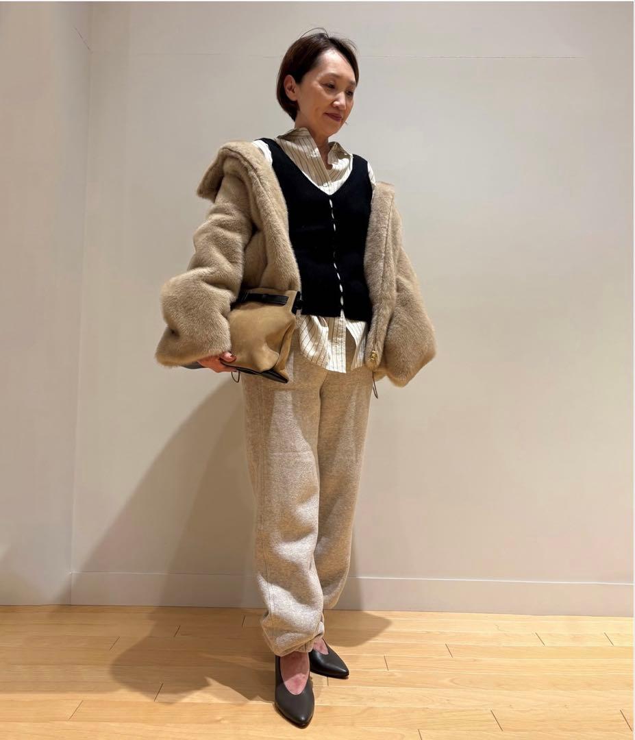 エリオポール　HELIOPOLE ミンク調フェイクファーフーディーブルゾン