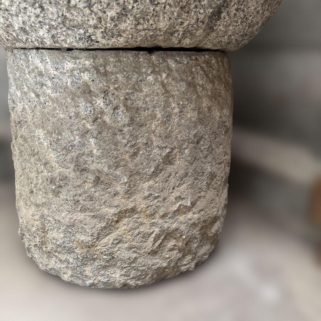 本格　イベント　餅つき　御影石　石臼　土台付き　大　直径約50cm