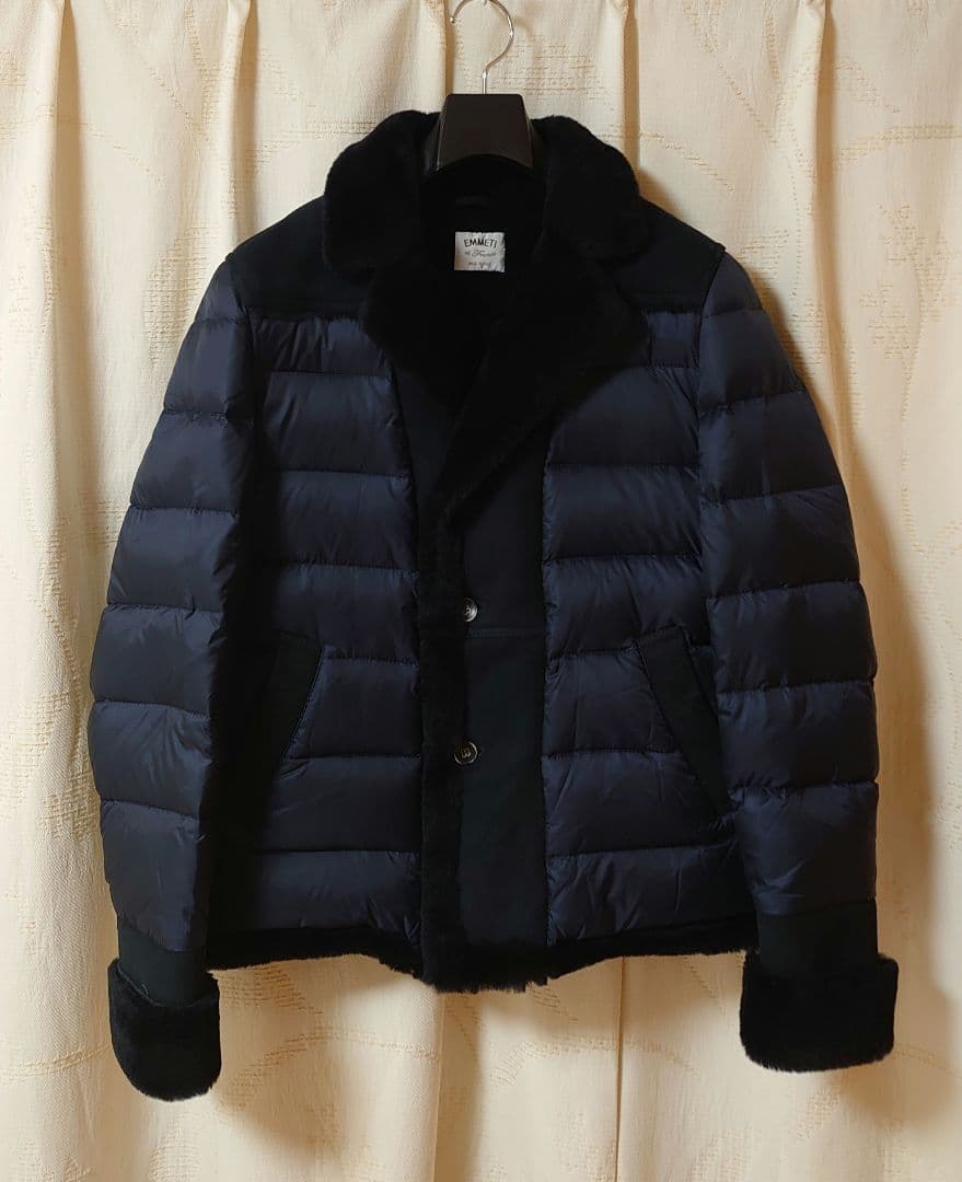 エンメティ 46 М VLADIMIR ムートン ダウン ジャケット 紺