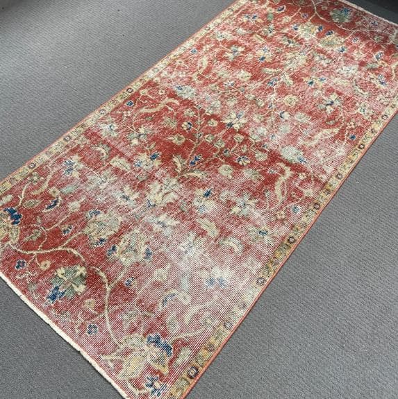 トルコヴィンテージラグ A45 バーミリオン ネイビー ミント グリーン