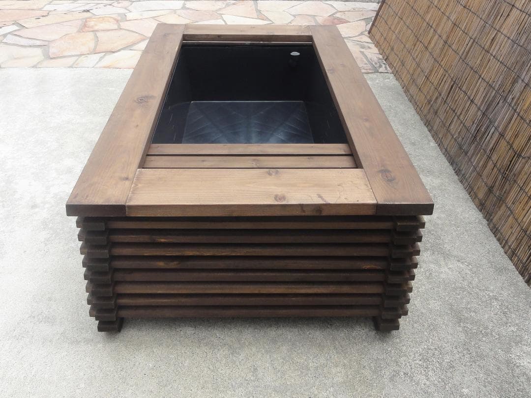 高さの有るビオトープ 60L トロ舟＆木枠セット（棚付き）