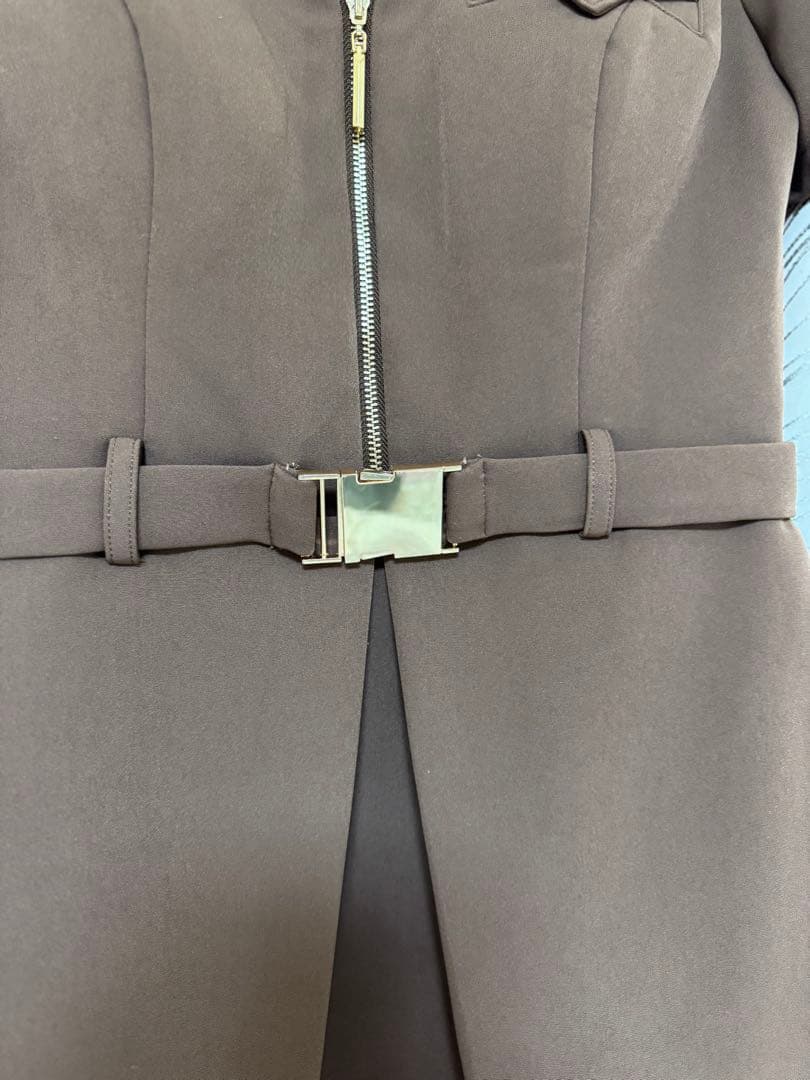 ROBE de FLEURS シャツカラーウエストベルトフレアミニキャバドレス