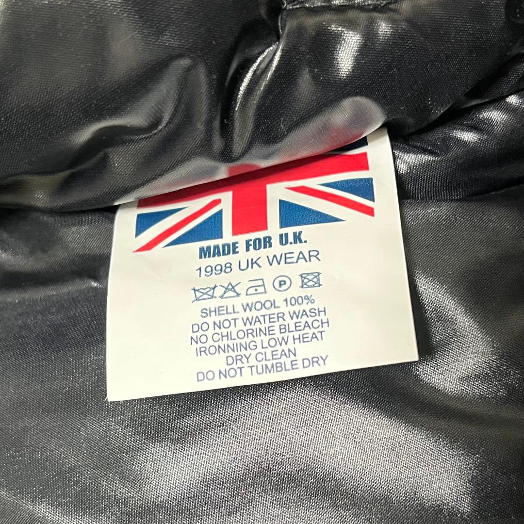 90s 英国製　ビンテージ　ハリスツイード　レザーヨーク切り替えダウンベスト