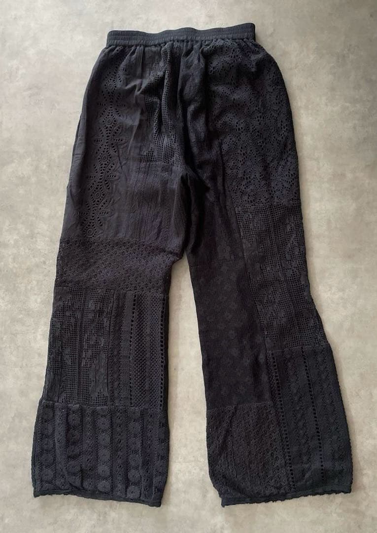 TODAYFUL パッチワーク レースパンツ ブラック 38 刺繍 トゥデイフル
