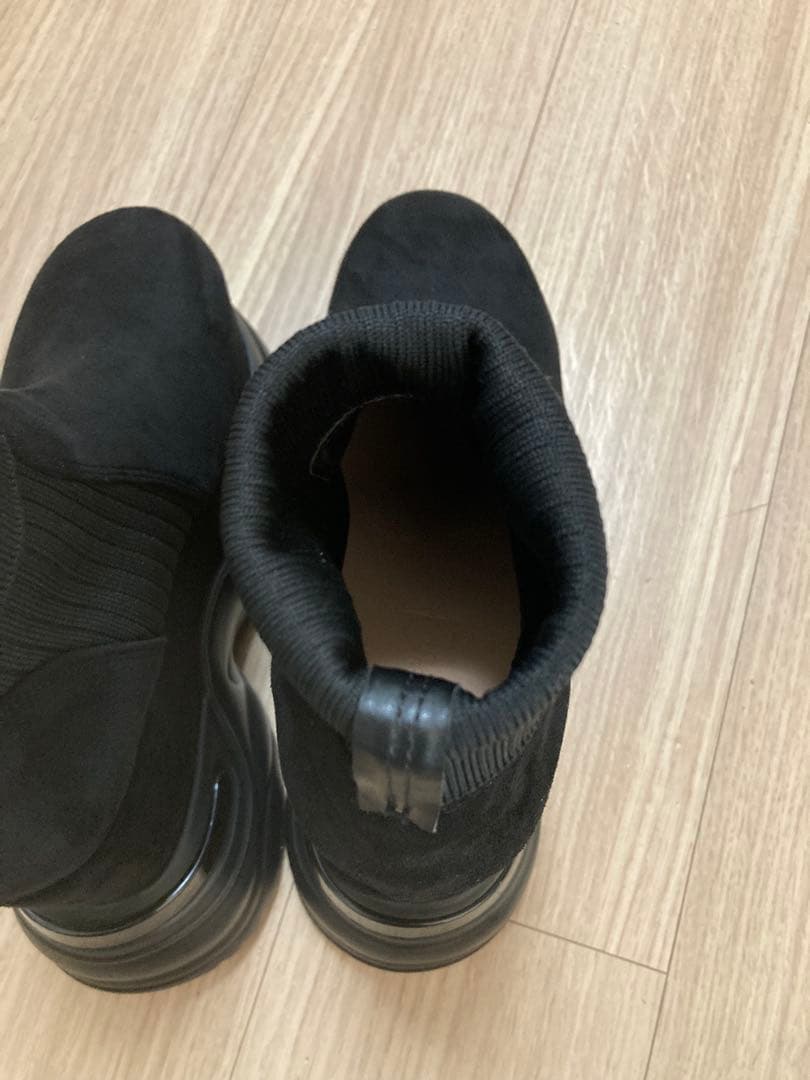 ミシェルマカロン ソックスライク厚底ブーツ ブラック Sサイズ