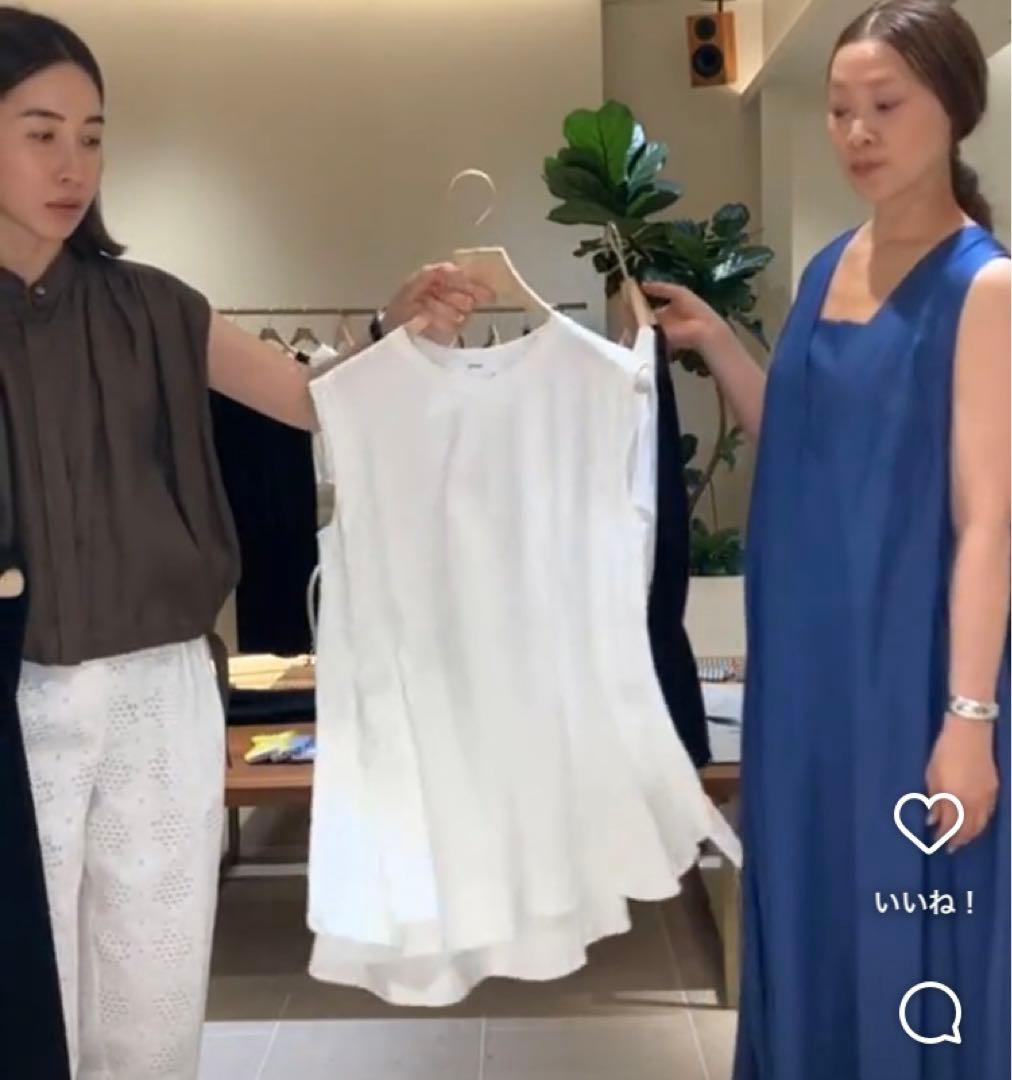 ロッタ様本日中ebure 白クリアギザコットン ロングフレアカットソ