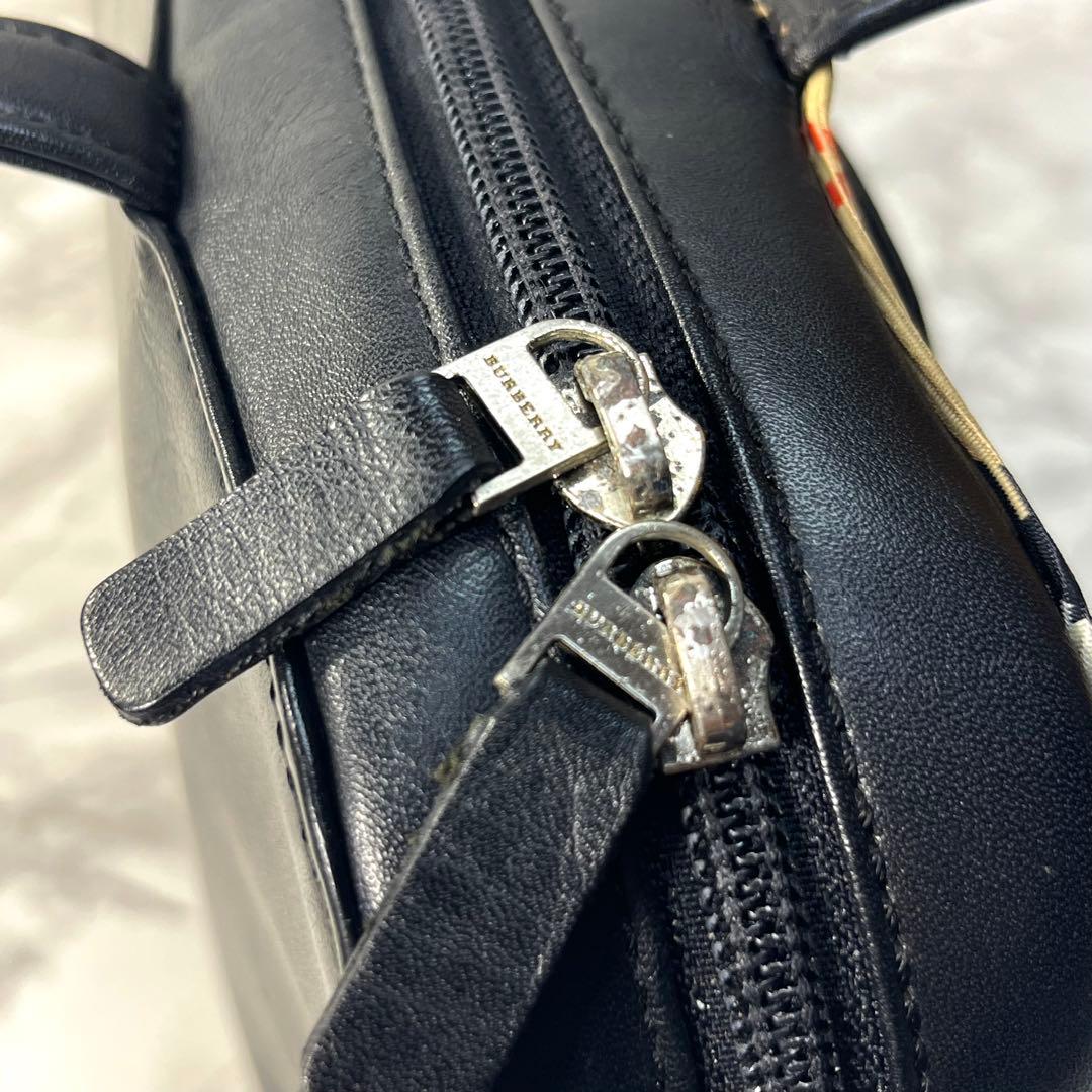 Y2K バーバリー ビジネスバッグ 牛革 黒 ノバチェック トートバッグ