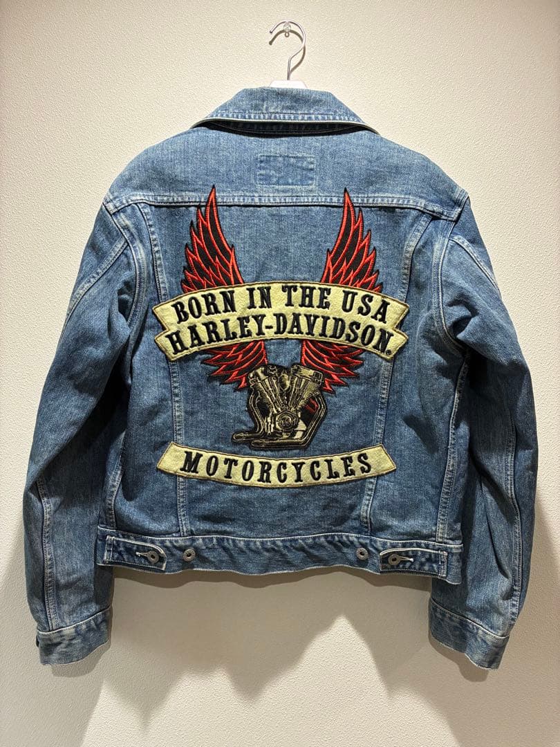 Harley Davidson デニムジャケット　刺繍ハーレーダビッドソン