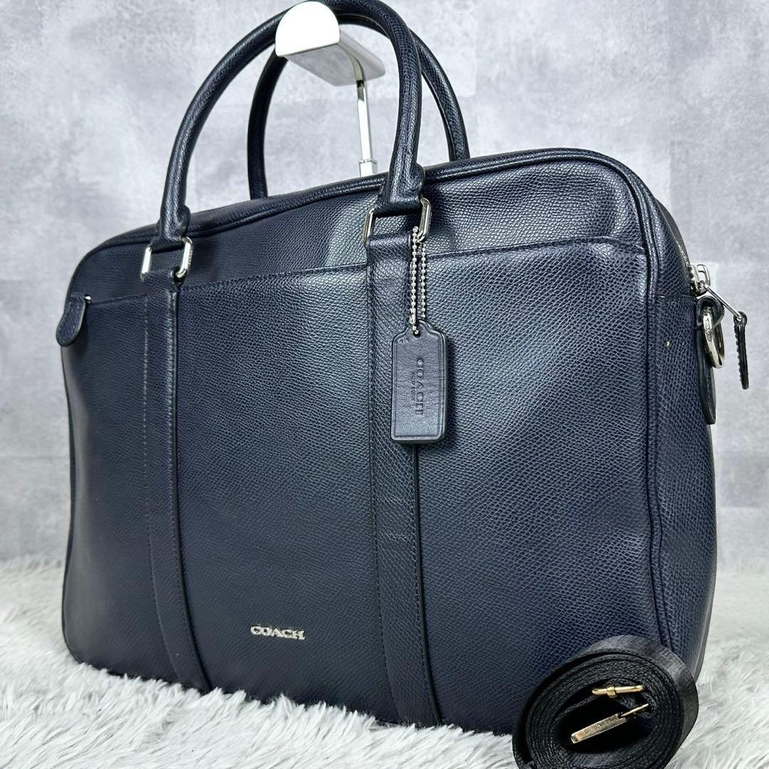 極美品 COACH レザー 2way ビジネスバッグ ダブルファスナー 斜め掛け