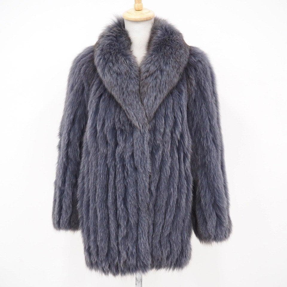 銀 SAGA FOX 銀サガ ファーコート 毛皮 フォックス ブルーネイビー系