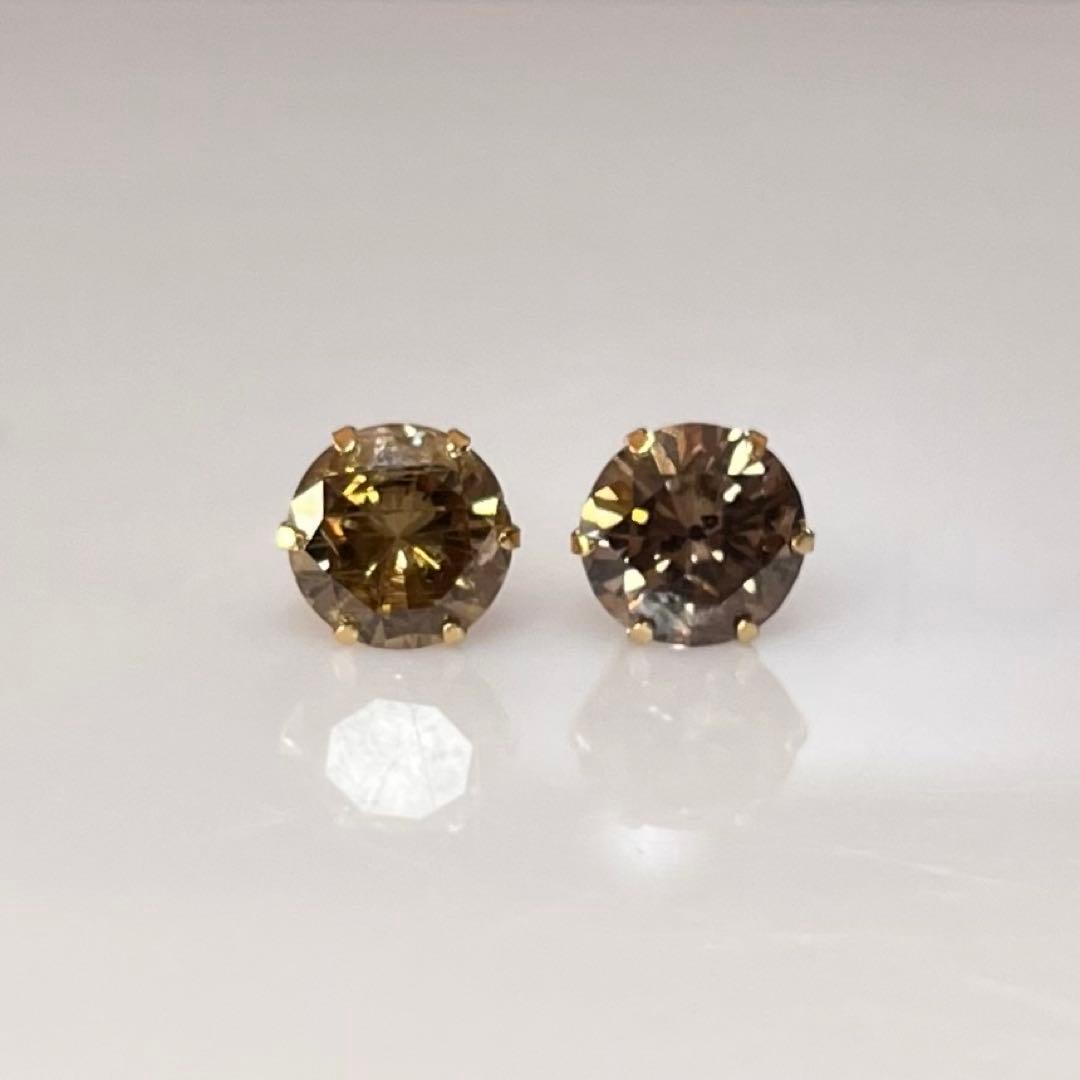 Taka様K18 天然ブラウンダイヤピアス　計2.0ct 鑑別カード付き