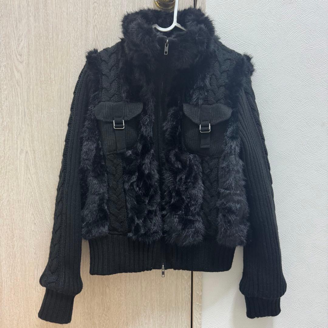 lagua gem ケーブルファーニットブルゾン　ブラック ラグアジェム