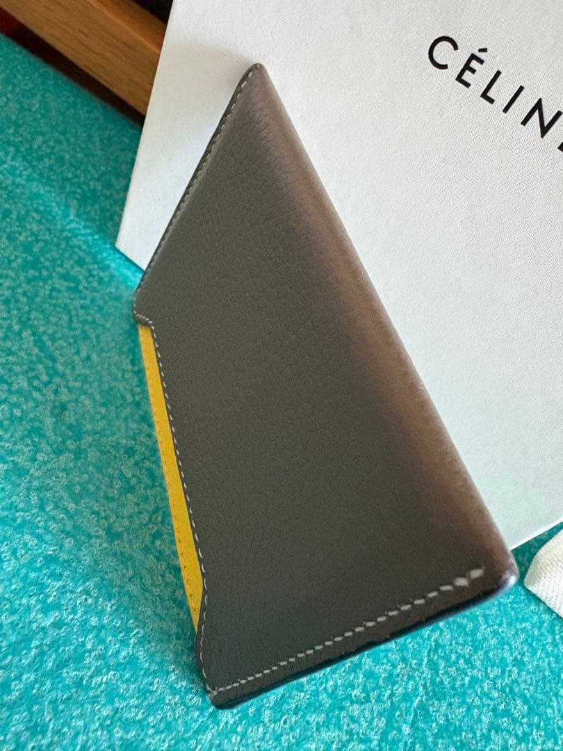 CÉLINE グレー/イエロー 名刺入れ