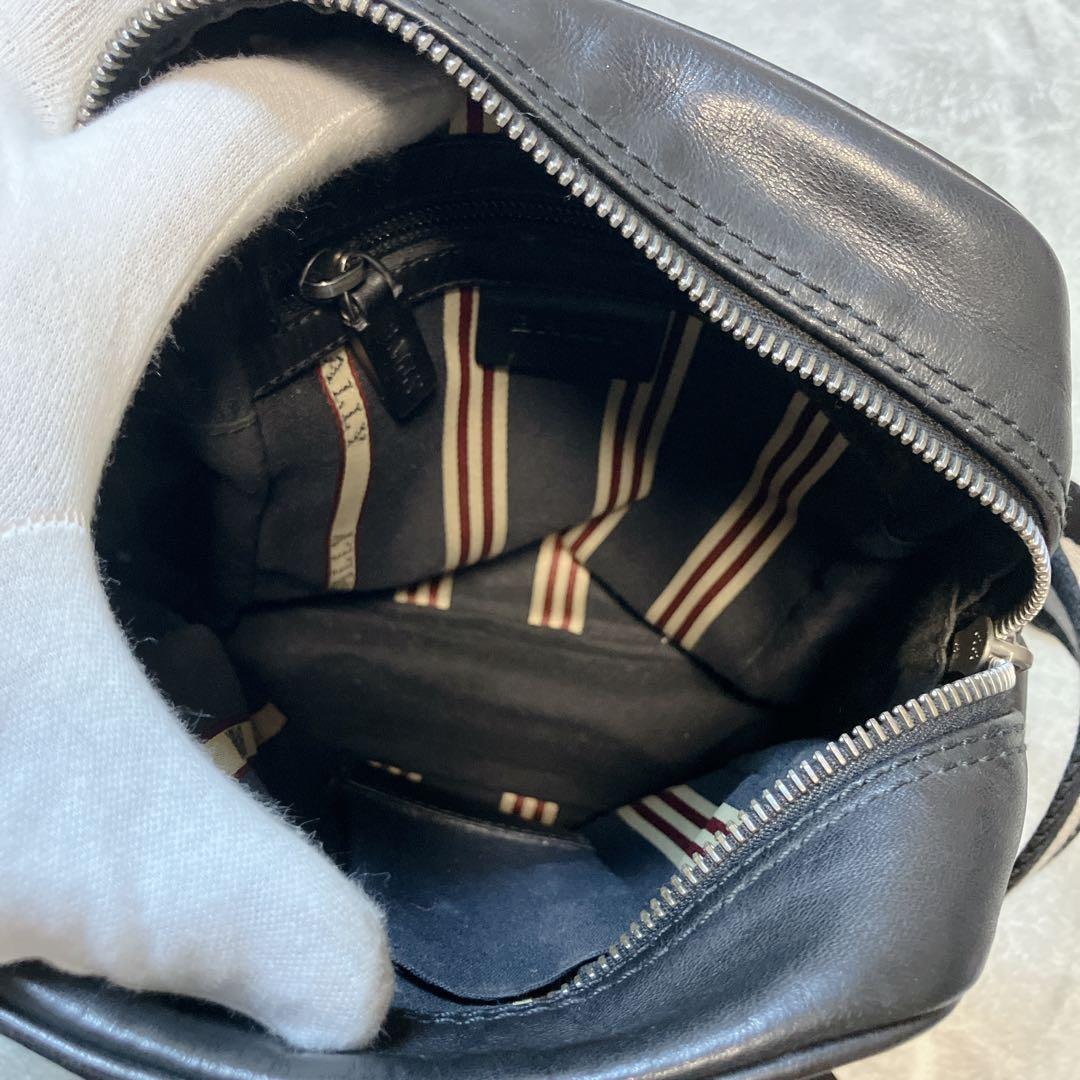 【美品】 BALLY レザー ショルダーバッグ サコッシュ スクエア ブラック