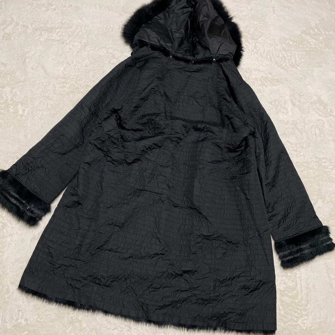 ハイセンス　リバーシブル ブラックファーコート L ブルーフォックス　ブラック