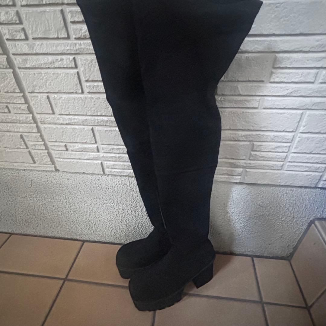 EMODA 黒 ニーハイブーツ プラットフォームヒール