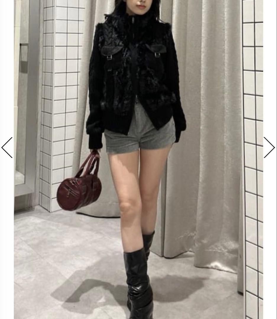 lagua gem ケーブルファーニットブルゾン　ブラック黒　ラグアジェムy2k