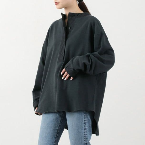 THE SHINZON コットンミリタリーヘンリーネックプルオーバーカットソー