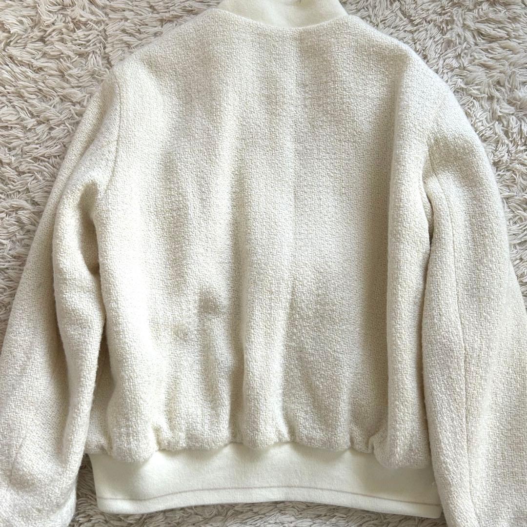 BEIGE ベイジ ツイードジャンパー 白 ブルゾン ダウン