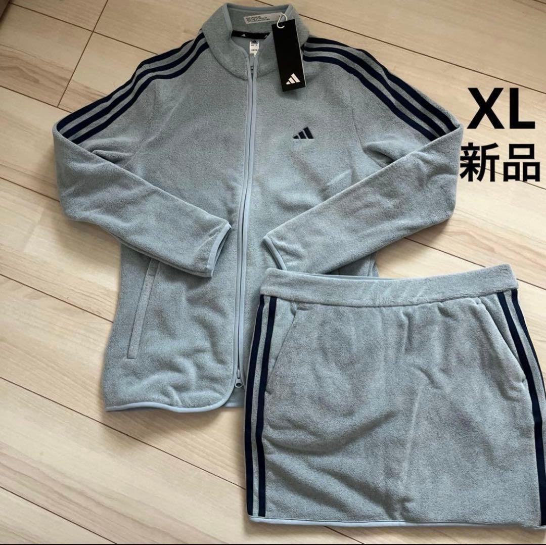 新品　アディダス　ゴルフ　スリーストライプス　フリース　セットアップ　XL