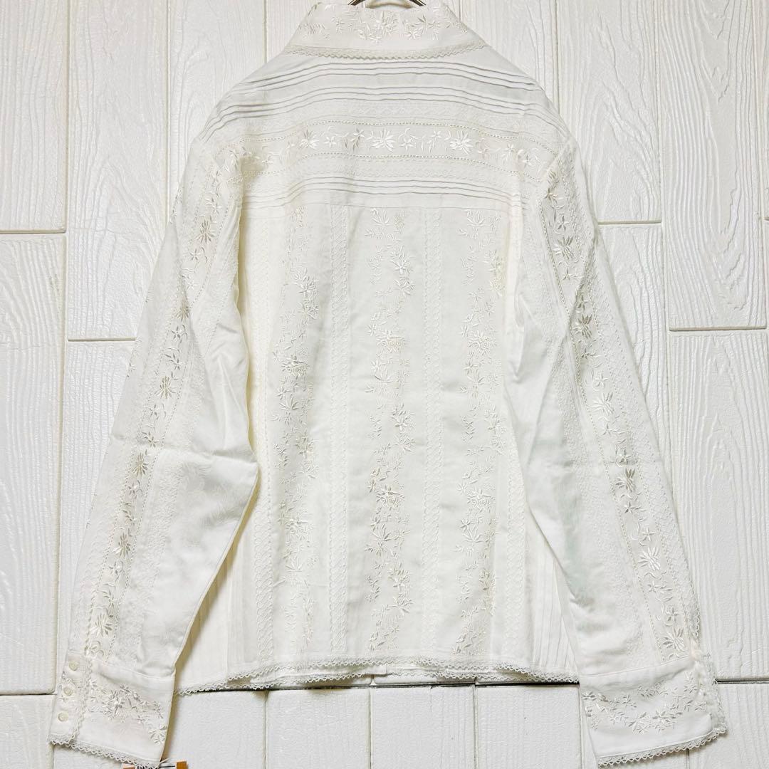 新品タグ付き サイズ44 SCAPA 総刺繍 ピンタック レースブラウス