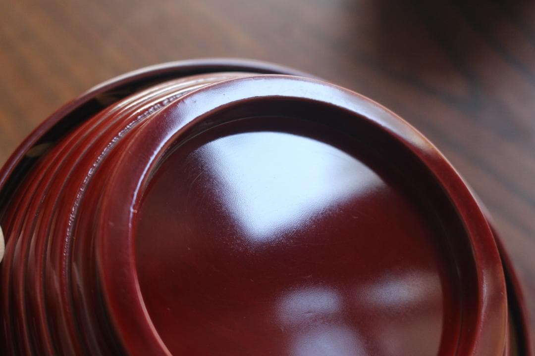 デッドストック！深みある糸目紅溜塗に極上稲穂福来雀蒔絵のお椀2点（検輪島塗雑煮椀