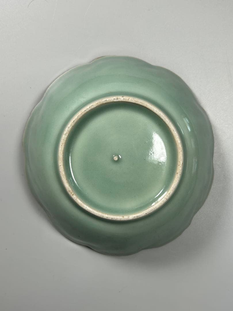 古伊万里　江戸青磁　柿右衛門手　青磁五弁花梅文様膾皿　五点　なます皿　菊　岩赤絵