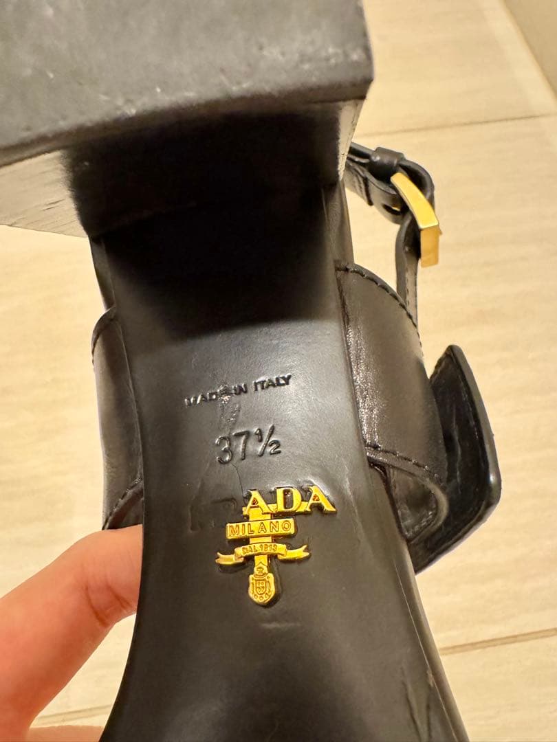 PRADA ブラック ヒールサンダル 37.5 / 24cm