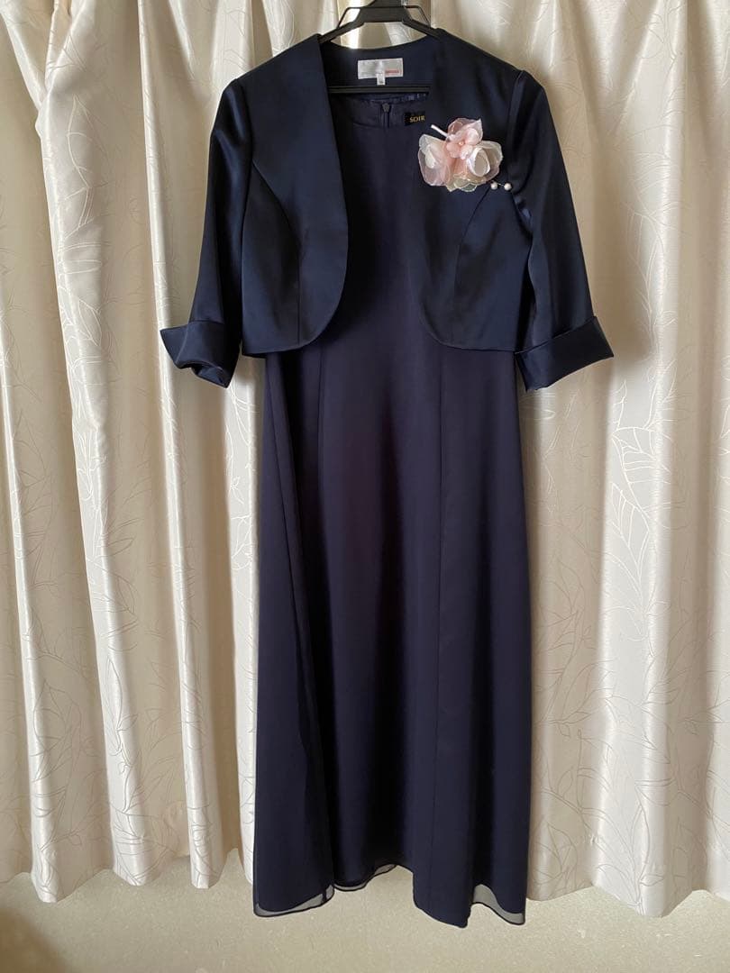 美品⭐️【3点セット】東京ソワール　ネイビードレス　結婚式　セレモニー　パーティ