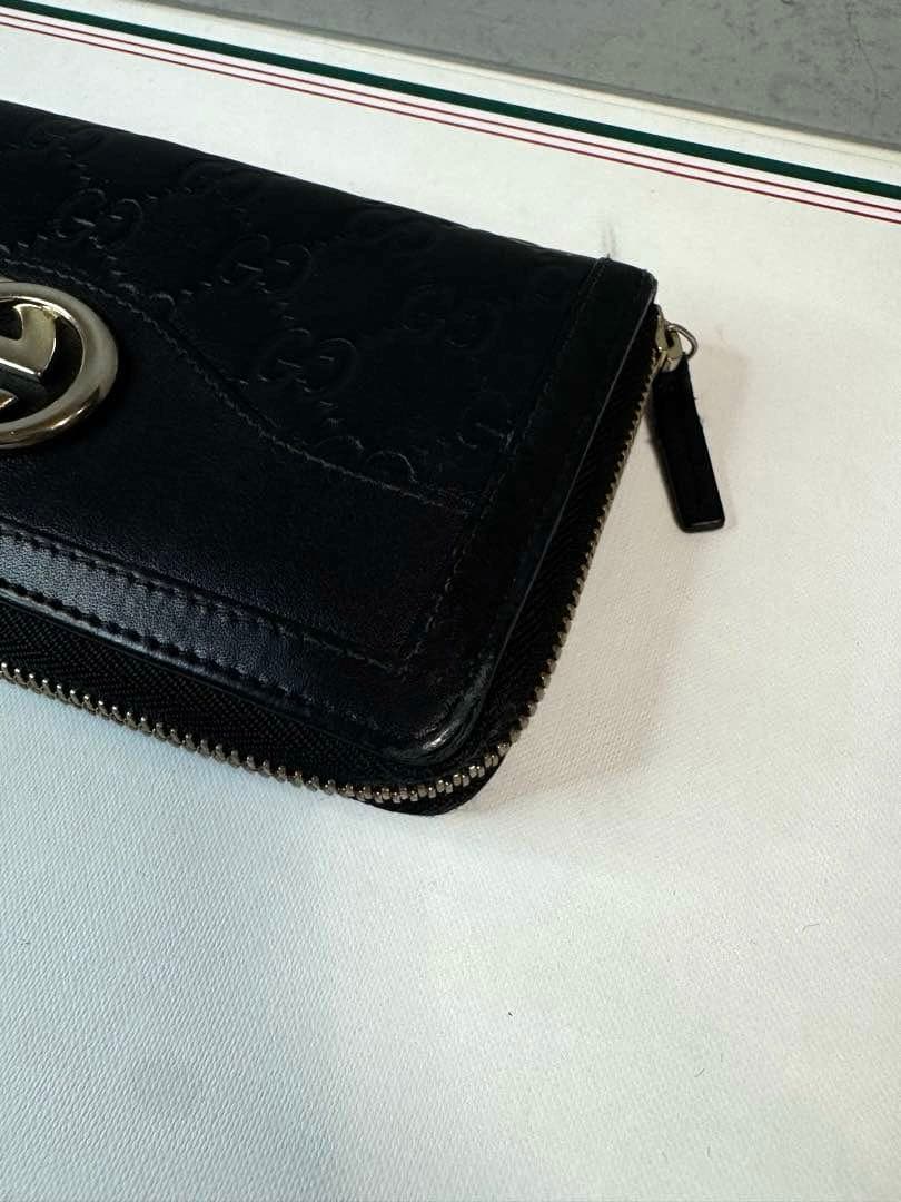 GUCCI グッチ インターロッキング ラウンドファスナー 長財布 グッチシマ